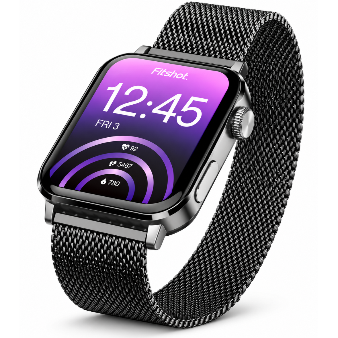 Fitshot Crystal 1.8inch AMOLED Display with bluetooth calling (Black Strap Regular)