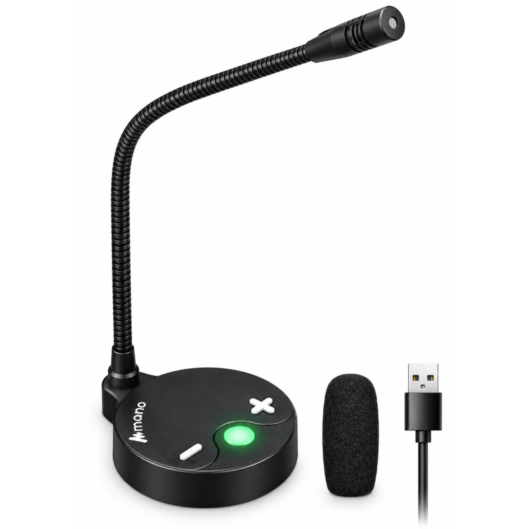 MAONO AU-GM10 USB Condenser Microphone, with Touch-Key Mute and Volume Control, Headphone Jack for Vlogging, Recording, Gaming, Conference, YouTube,