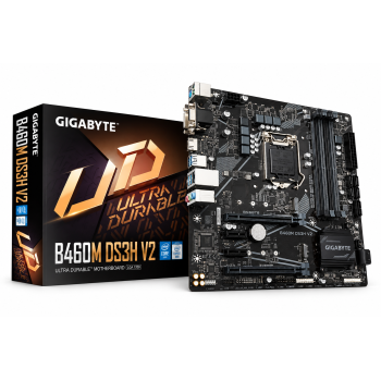 GIGABYTE B460M DS3H V2 Ultra Durable Motherboard with GIGABYTE 8118 Gaming LAN PCIe Gen3 x4 M.2 7 Colors RGB LED Strips Support