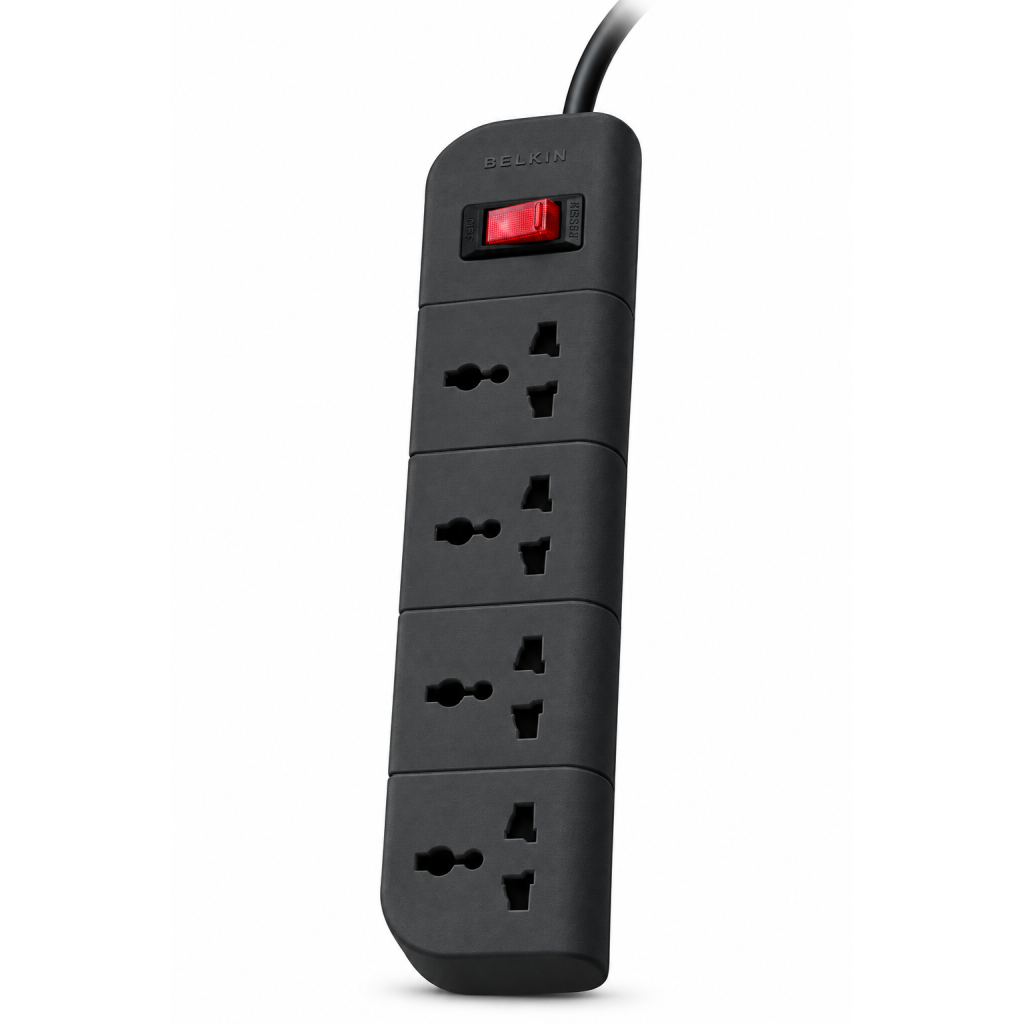 Belkin Essential Series 4-Socket Surge Protector Universal Socket with 5ft Heavy Duty Cable (Grey)-