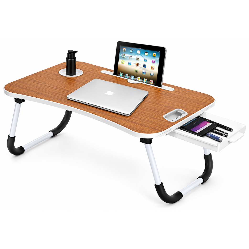 Callas Multipurpose Foldable Laptop Table with Cup Holder Study Table and Bed Table