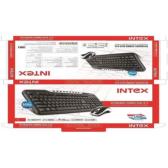 Intex DUO-313 Keyboard and Mouse Combo (Black/Silver) 