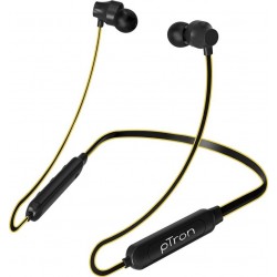PTron InTunes Lite Neckband Bluetooth Headset  (Black, Yelow, In the Ear)