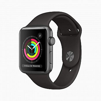 APPLE Watch Series 3 GPS-42 mm Space Grey Aluminium Case with Black Sport Band (Black Strap)