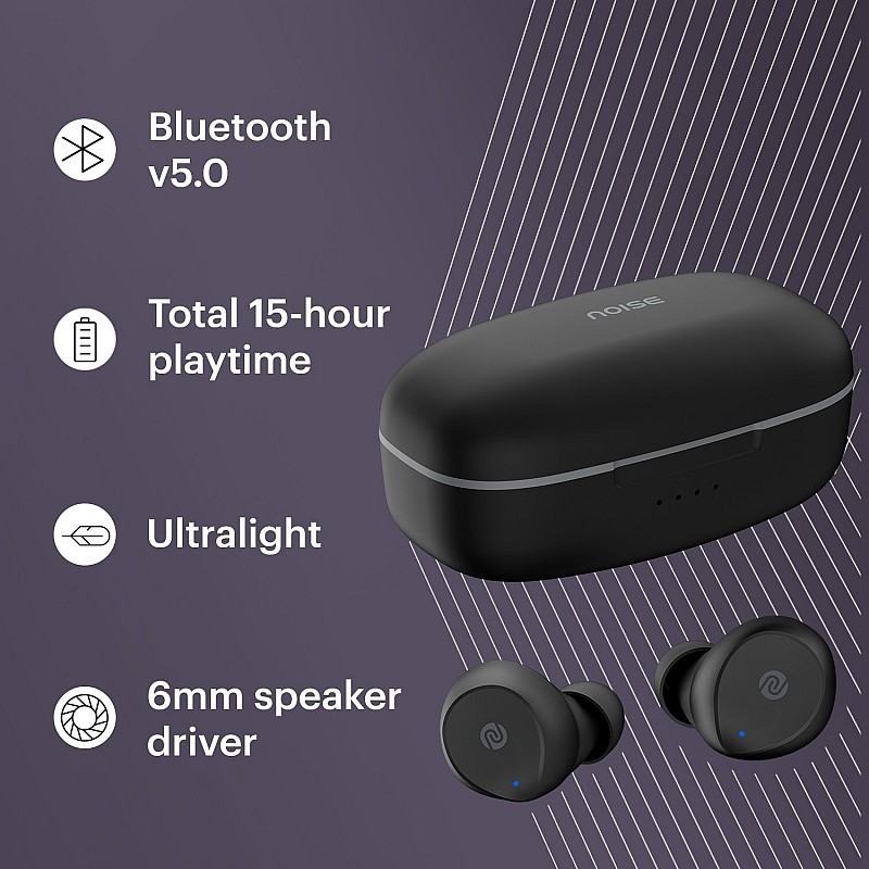 Noise Shots X1 Air 2 Truly Wireless Bluetooth Headset  (Raven Black, True Wireless)