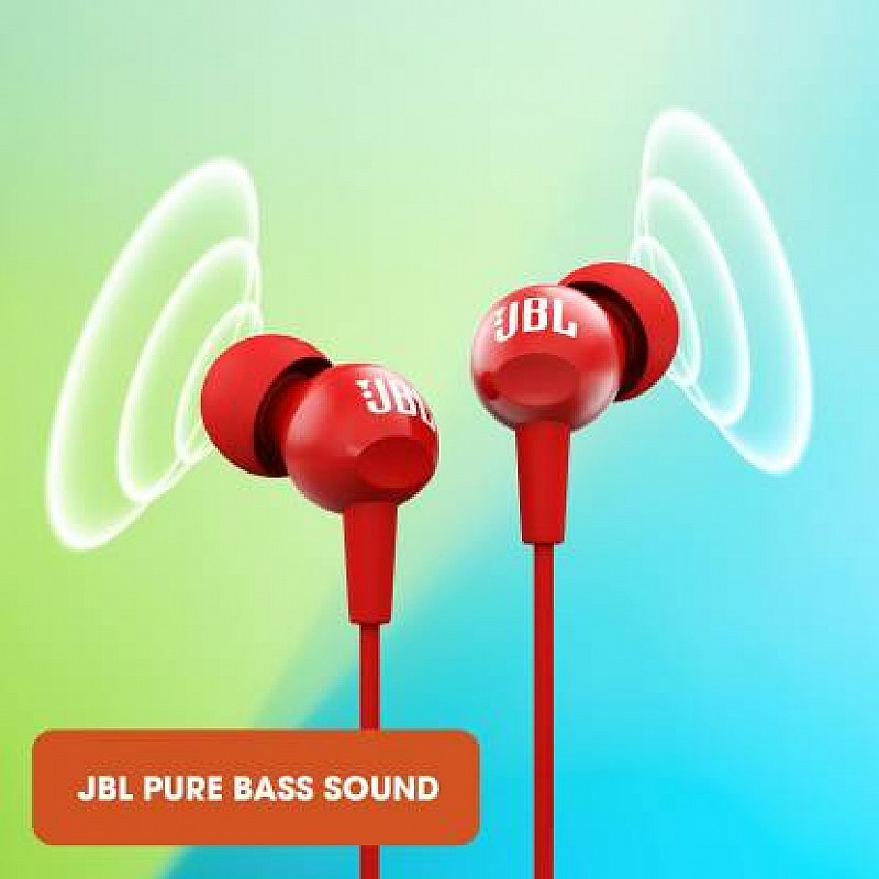 JBL C150SI by Harman in-Ear Headphones with Mic (Red)