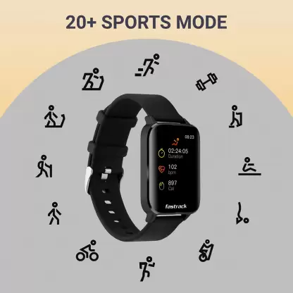 Fastrack Reflex Curv with 2.5D Curve Display,AI Enabled Coach,Health Suite &5ATM Smartwatch (Black Strap, Free size) Fastrack Reflex Curv with 2.5D Curve Display,AI Enabled Coach,Health Suite &5ATM Smartwatch (Black Strap, Free size)
