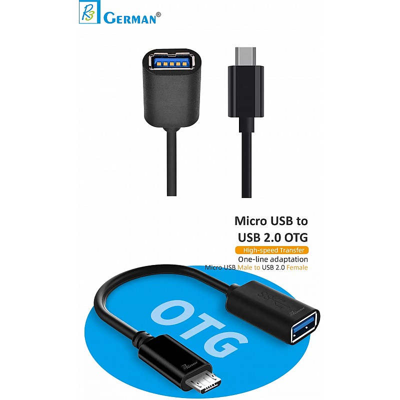 AIRTREE  USB 2.0 A Female to Micro B Male Adapter Cable Micro USB Host Mode Straight OTG Cable (Black)