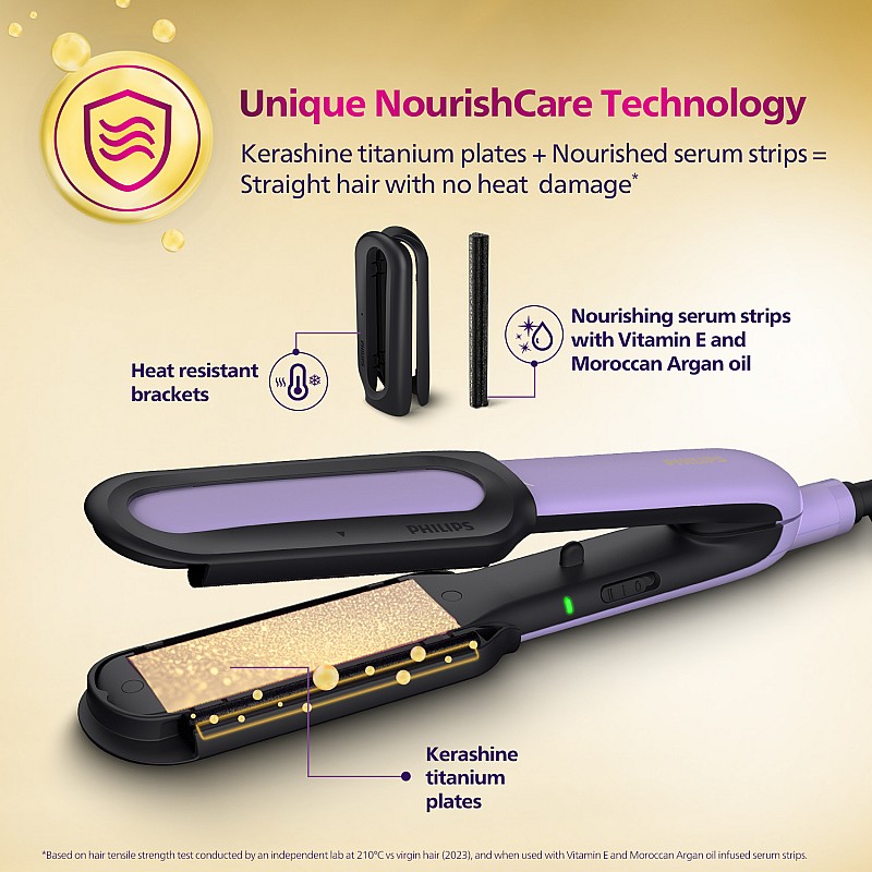 PHILIPS NourishCare No heat damage with Vitamin E & Morrocan Argan Oil Serum Strips BHS503/40 Hair Straightener