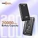 CALLMATE 20000Mah Power Bank, 15W Fast Charging| Buit-in Cables | 4 Output Ports and 3 Input | for iPhone, Smartphones & Other Devices (15 W, Fast Charging) (Black, Lithium Polymer)