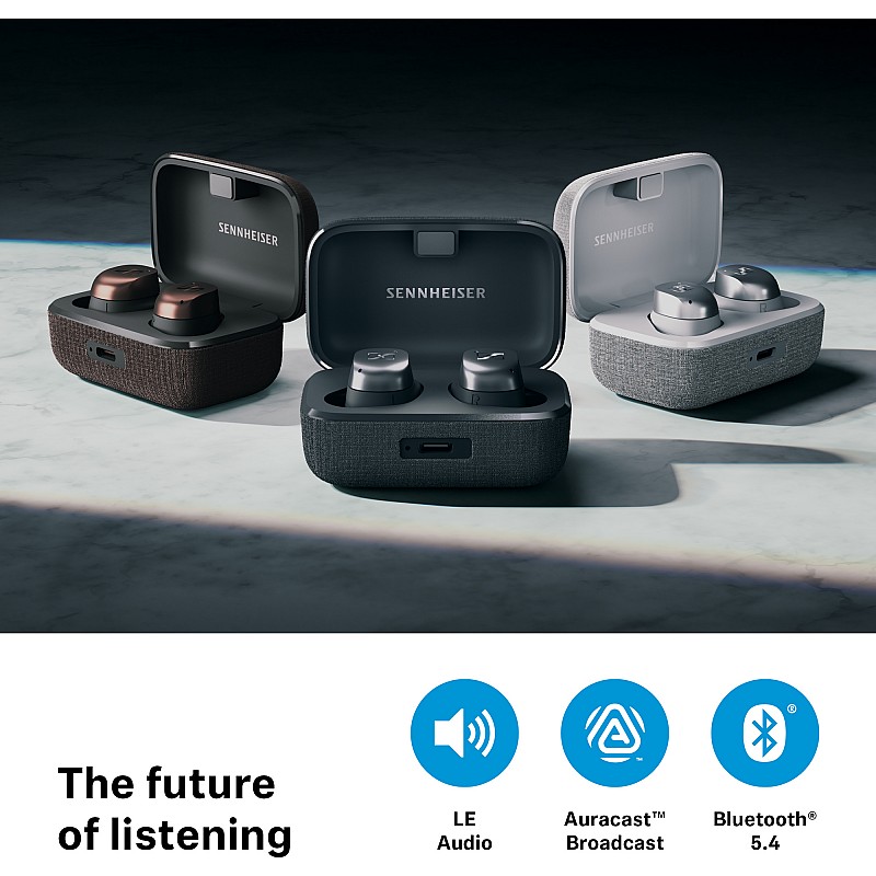 Sennheiser Momentum True Wireless 4 with Bluetooth5.4 & AURACAST Technology, 30Hr Battery Life, Qualcomm Lossless CD-Quality Audio, Intelligent Adaptive ANC, Qi Fast Charge, German brand