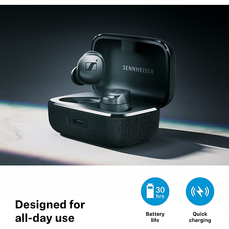 Sennheiser Momentum True Wireless 4 with Bluetooth5.4 & AURACAST Technology, 30Hr Battery Life, Qualcomm Lossless CD-Quality Audio, Intelligent Adaptive ANC, Qi Fast Charge, German brand