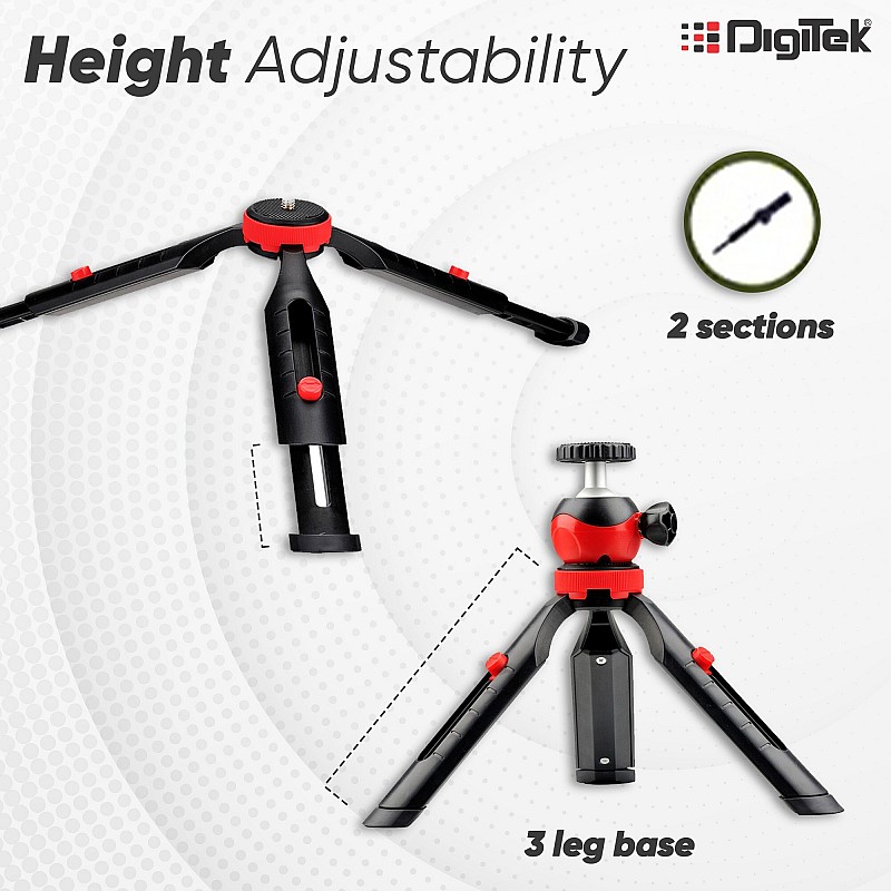 DIGITEK® (DTR-200MT) (18 CM) Portable & Flexible Mini Tripod with Mobile Holder, Black