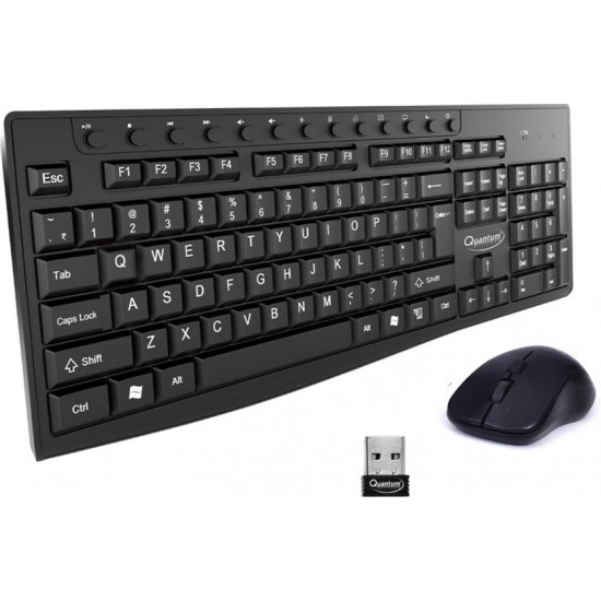Quantum QHM9600 Wireless Multimedia Keyboard and Mouse Combo for Laptop & Desktop (Black)- 