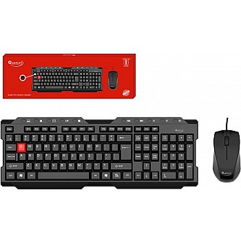 Quantum Wired USB Combo of 104 Keys Full-Size Keyboard, Customisable DPI Optical Mouse