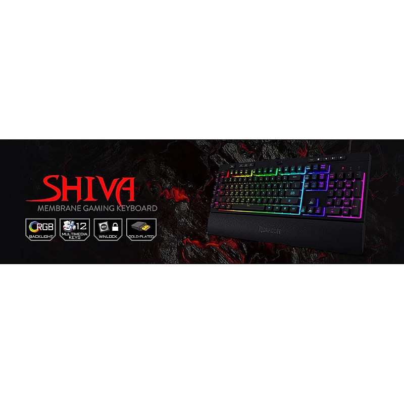 Redragon Shiva K512 RGB Backlit Membrane Gaming Keyboard with Multimedia Keys