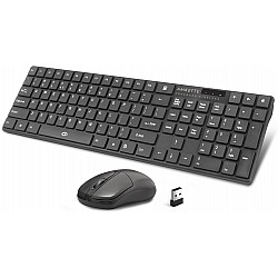 Amkette Primus Wireless Keyboard & Mouse Combo USB Support, 2.4 Ghz Wireless Single Nano Receiver (Black)