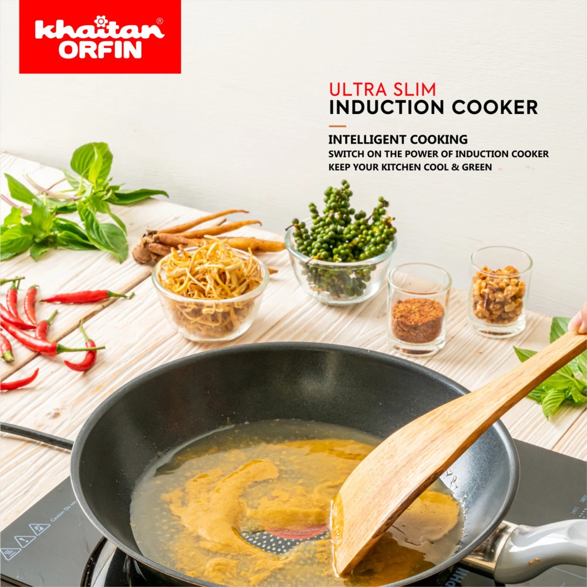 Khaitan Orfin 2200 W Induction Cooktop Touch Panel (Black, KO-432 | 2200 Watts Ultra Slim)