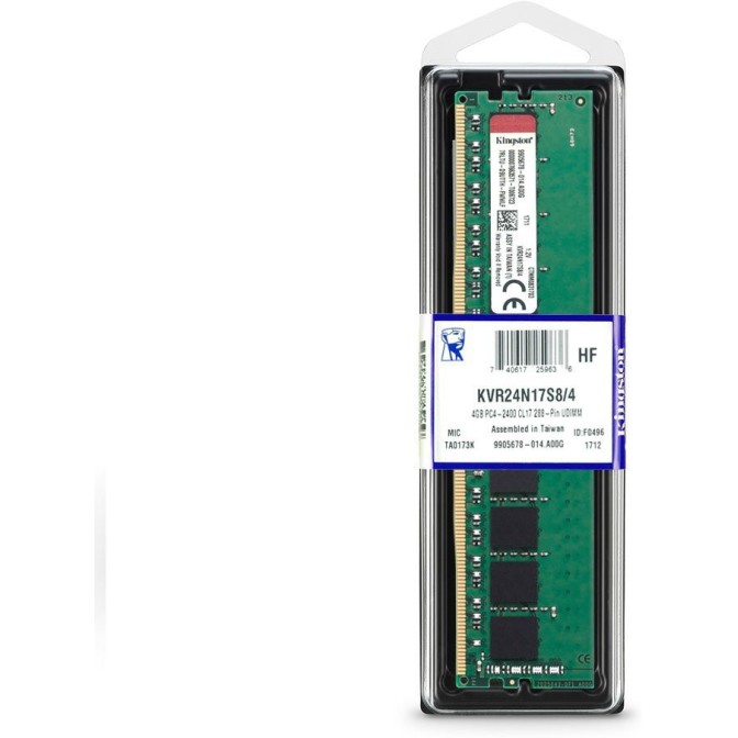 Kingston-ValueRAM-4GB-2400MHz-DDR4-Non-ECC CL17-DIMM-1Rx8-Desktop-Memory-(KVR24N17S8/4)-
