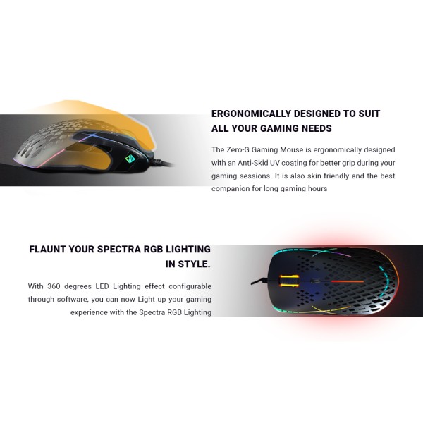 Cosmic Byte Zero-G Lightweight RGB 12400 DPI Gaming Mouse with PIXART 3327 Sensor, Ascended Cord, Software Cosmic Byte Zero-G Lightweight RGB 12400 DPI Gaming Mouse with PIXART 3327 Sensor, Ascended Cord, Software