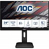 AOC 23.8-inch LED Monitor with VGA Port, HDMI Port,USB Hub, Display Port, Height Adjustable Stand - 24P1 (Black)