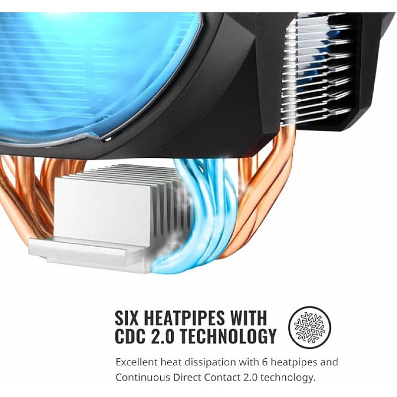 RGB CPU Air Cooler MA610P 6 CDC Heat Pipes Master Fan 120mm Intel/AMD AM4 Support (RGB)