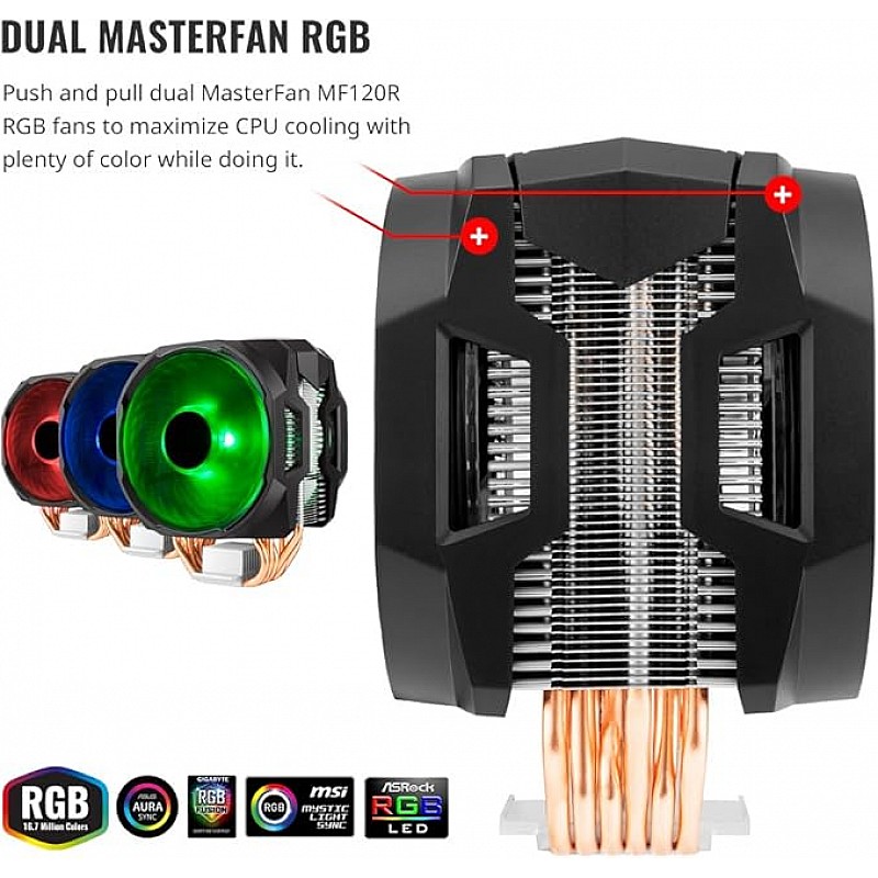 RGB CPU Air Cooler MA610P 6 CDC Heat Pipes Master Fan 120mm Intel/AMD AM4 Support (RGB)