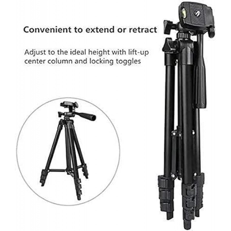 AIRTREE 3120 Lightweight Adjustable Portable & Foldable Tripod Stand and  (Black)