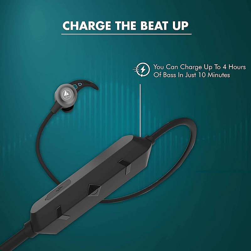 Wings Sonic Bluetooth Headphones with Type-C Fast Charging, 15 Hours Playtime and Vibration Alert Feature (Black)