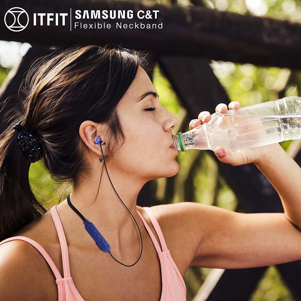 Samsung C&T ITFIT A08B Bluetooth Wireless Earphone with Flexible Neck Band and handsfree Mic