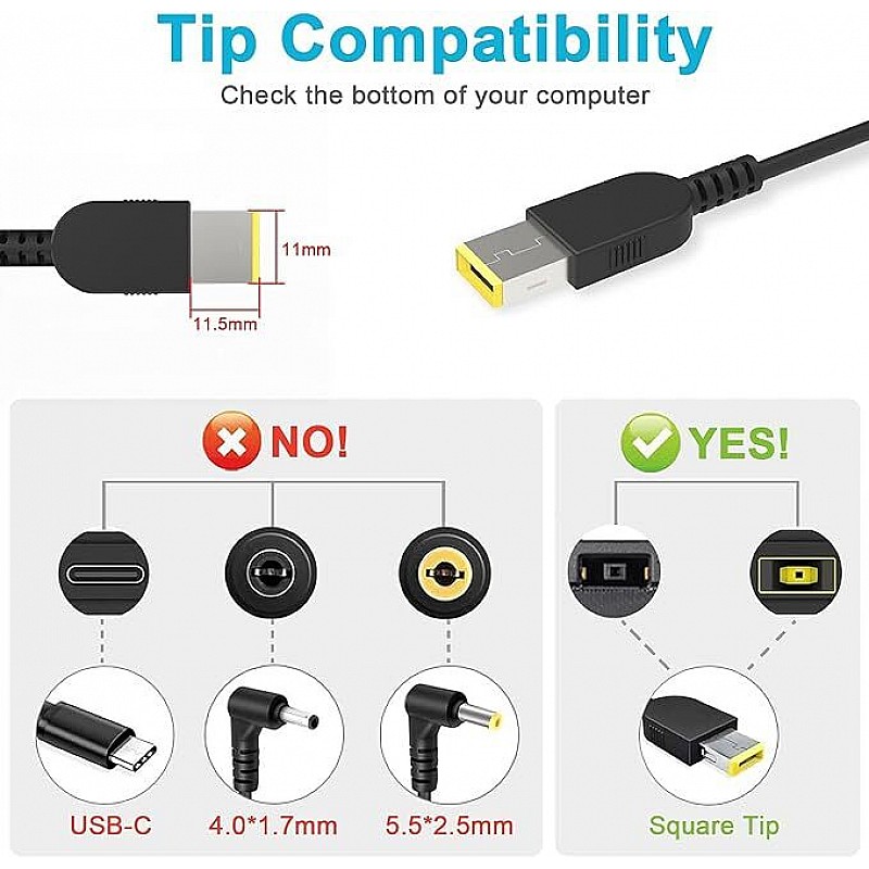 Lenovo Laptop Battery Adapter Charger 65w 20v 3.25a for G40-30, G40-45, G40-70