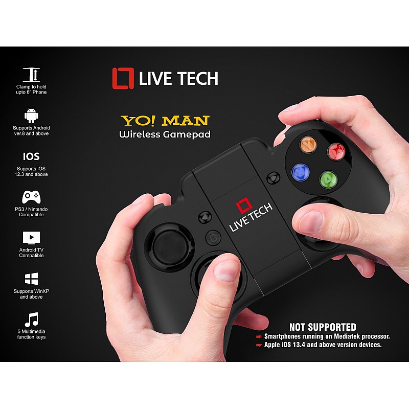 Live Tech Yo!Man Wireless Smart Gamepad with Bluetooth Dongle Android PC Playstation