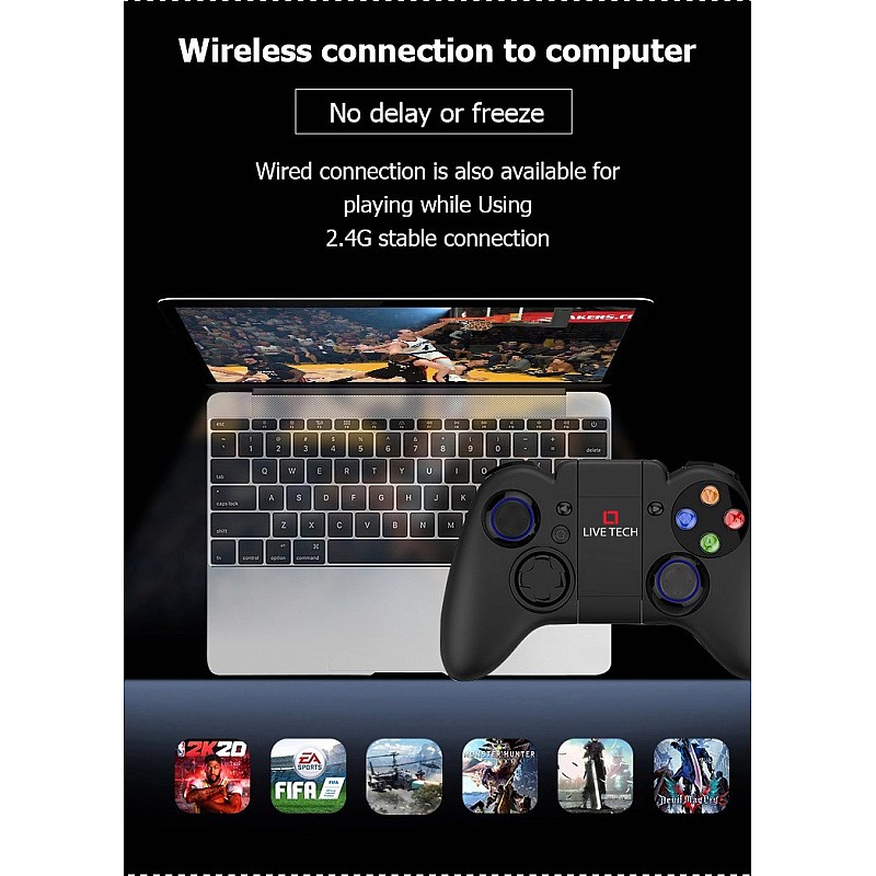 Live Tech Yo!Man Wireless Smart Gamepad with Bluetooth Dongle Android PC Playstation