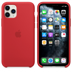 I Phone 11 Pro Silicone Case-RED (Red, Shock Proof, Silicon, Pack of: 1) with logo