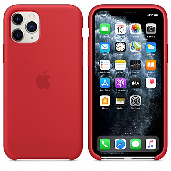 I Phone 11 Pro Silicone Case-RED (Red, Shock Proof, Silicon, Pack of: 1) with logo