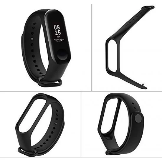 Mi 5 Strap Soft Silicone Army Style Smart Wristband Band Strap Belt for Xiaomi (Black)