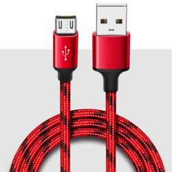 Airtree Double Braided Nylon Micro USB Charging Cable for Android Phones 6 Feet Red