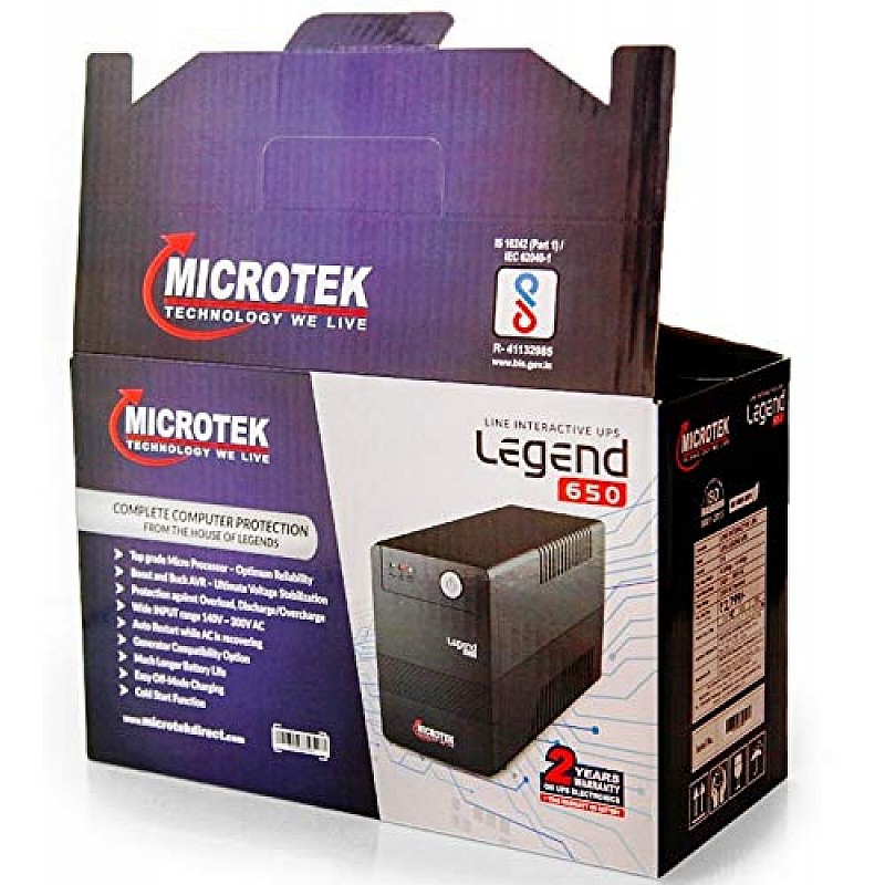 MICROTEK Legend UPS 650 with 2 Year Warranty on UPS and 1 Year Warranty on Battery