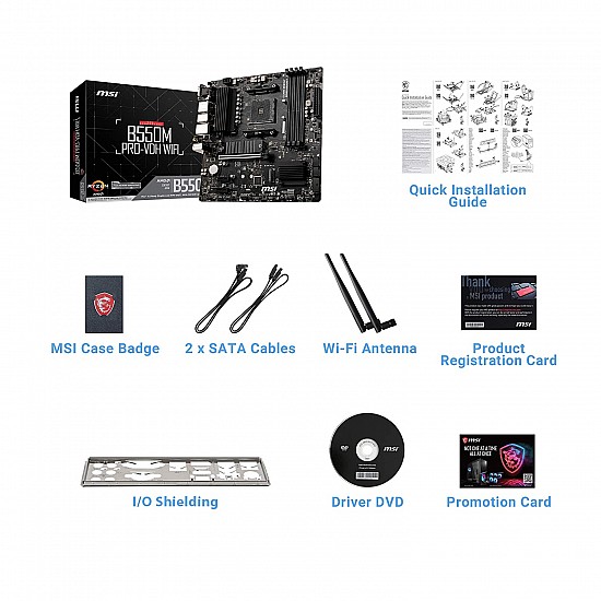 MSI B550M PRO-VDH WiFi DDR4 M.2 USB 3.2 Gen 1 Front Type-C Wi-Fi HDMI Micro ATX Gaming Motherboard AMD Ryzen 5000 Series Desktop Processors