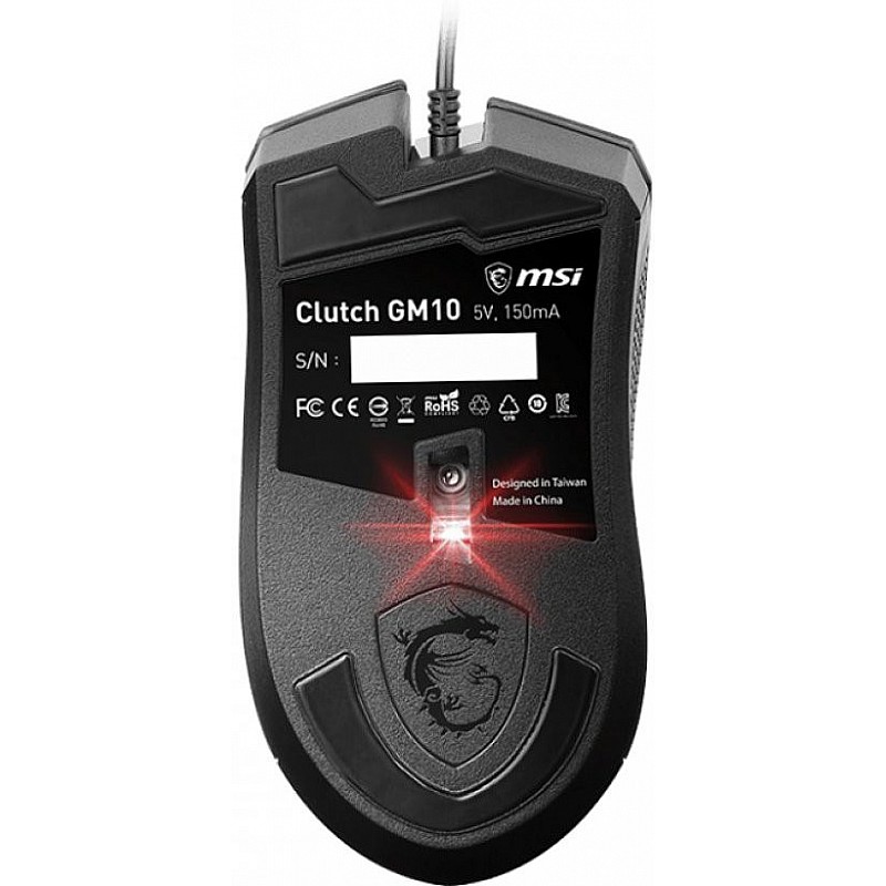 MSI Clutch GM10 USB Adjustable DPI Ergonomic Design Gaming Grade Optical Mouse