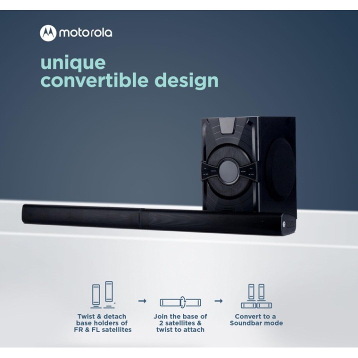 MOTOROLA AmphisoundX Convertible Soundbar 70 W Bluetooth Home Theatre (Black, 2.1 Channel) MOTOROLA AmphisoundX Convertible Soundbar 70 W Bluetooth Home Theatre (Black, 2.1 Channel)