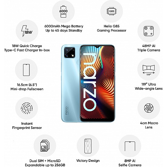 Realme narzo 20 (Victory Blue, 4GB RAM, 128GB Storage) 