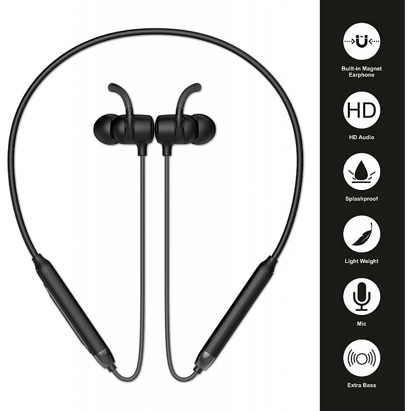 Ant Audio Wave Sports 450 Bluetooth Wireless Neckband Earphone with IPX5 (Black)  -