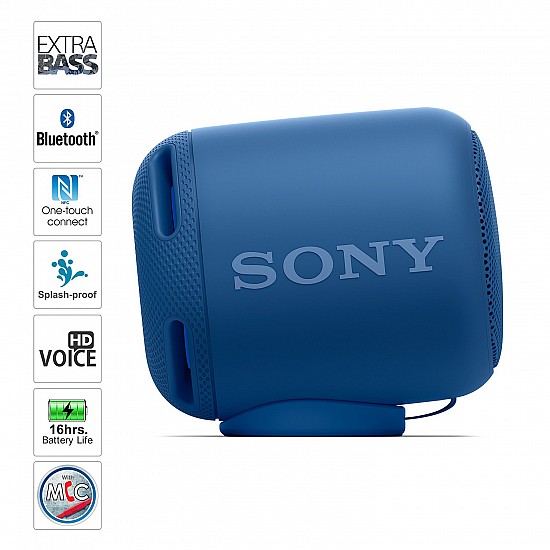 Sony Extra Bass SRS-XB10 Portable Splash-proof Wireless Speakers with Bluetooth and NFC (Blue)