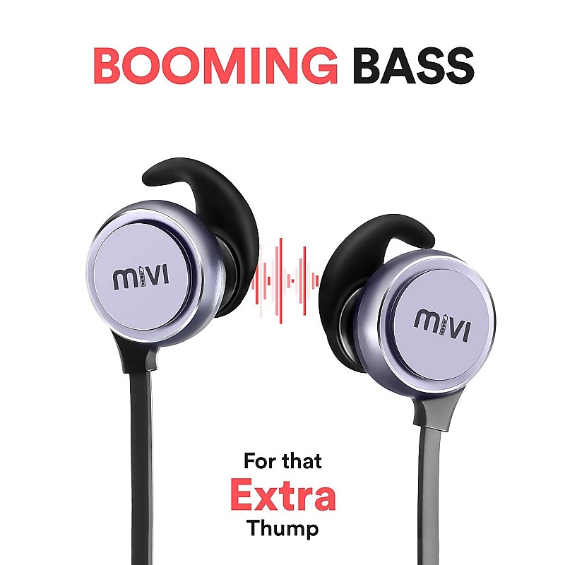 Mivi Thunder Beats Wireless Bluetooth Earphones with Stereo Sound and Hands-Free Mic (Gun Metal)-