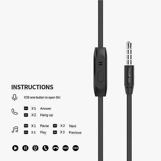 Ant Audio Thump 504 Wired Portable Hi-Fi Earphone with Mic (Black)