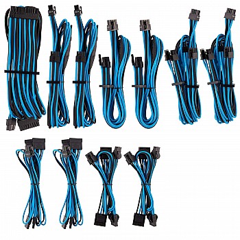 CORSAIR Premium Individually Sleeved PSU Cables Pro Kit – Blue/Black, for Corsair PSUs