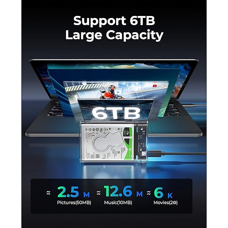 ORICO 2.5'' Hard Drive Enclosure Type-C USB 3.1 Gen2 to SATA 6Gbps Computer External HDD Enclosure
