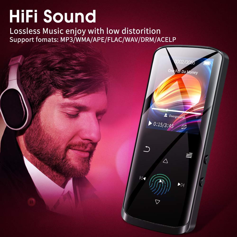 RUIZU D50 8GB MP3 Player, Bluetooth 5.0, HiFi Lossless Sound Portable Music Player