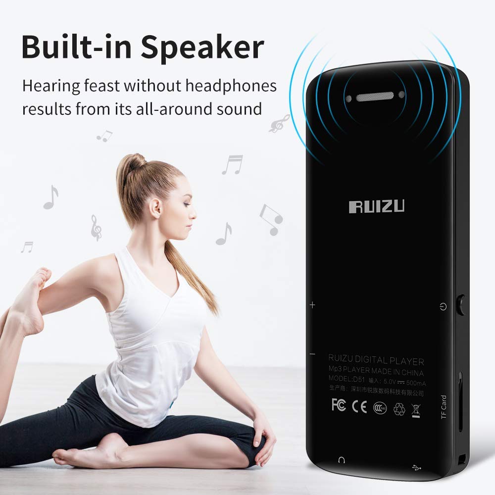 RUIZU D50 8GB MP3 Player, Bluetooth 5.0, HiFi Lossless Sound Portable Music Player